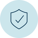 Icon of a shield and a check mark in the centre.