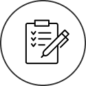Icon outline of a checklist and pencil