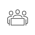 Icon of a group of people presenting.
