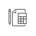 Icon of a spreadsheet and a pencil.