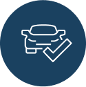 Icon of a car and a check mark.