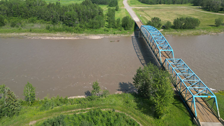 Highway 744, looking east across the Little Smoky River.