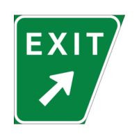 green exit sign to the right road sign - quadrilateral shape