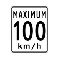 white maximum 100 km/h speed limit road sign - rectangle shape