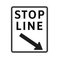 white stop line indication road sign - rectangle shape