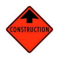 orange construction road sign - diamond shape