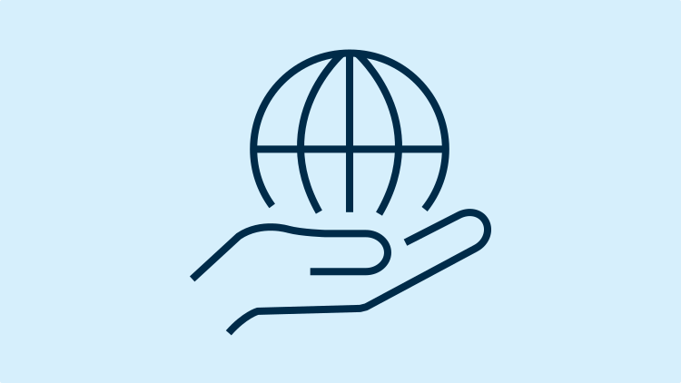 Hand holding a globe icon