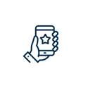 Icon of a person's hand holding a cell phone