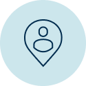 Icon of a person inside a map pin.