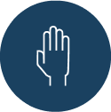 Icon of a hand and a shield.
